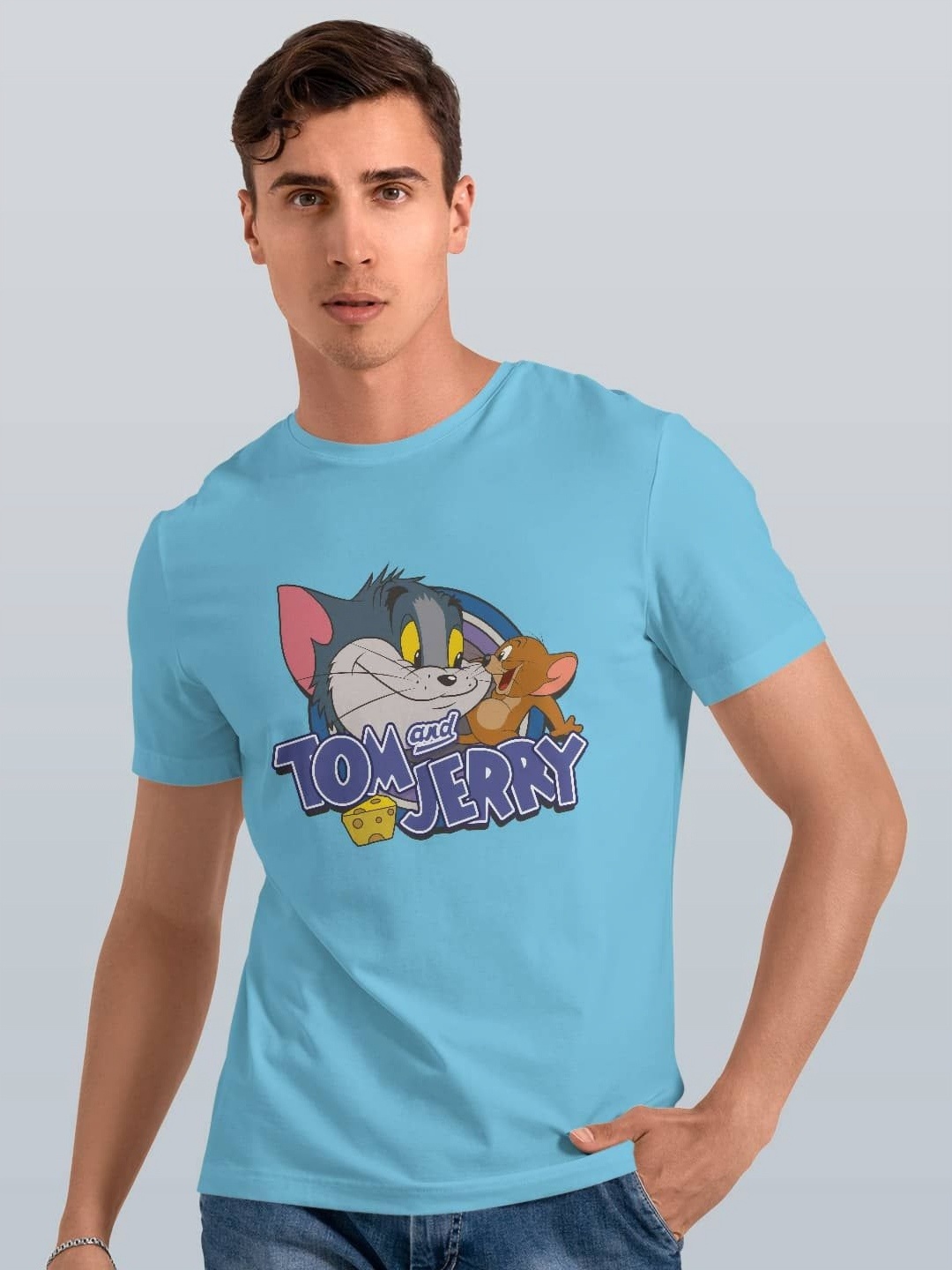 

macmerise Men Printed Applique T-shirt, Blue