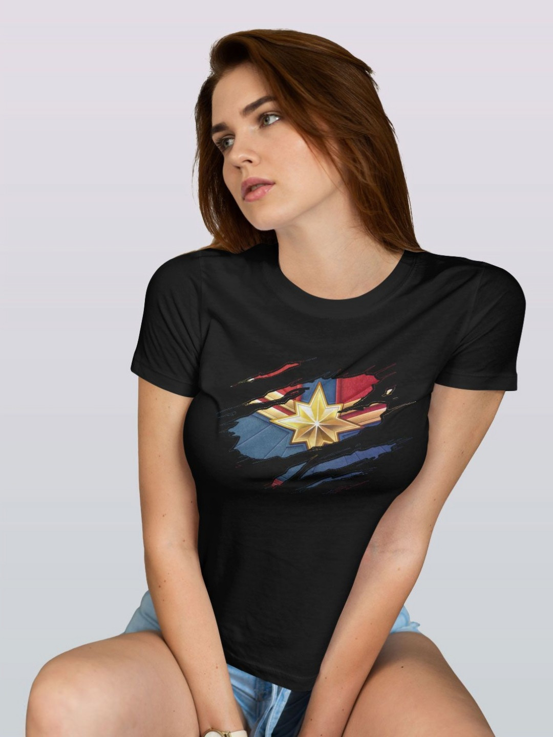 

macmerise Women Printed T-shirt, Black