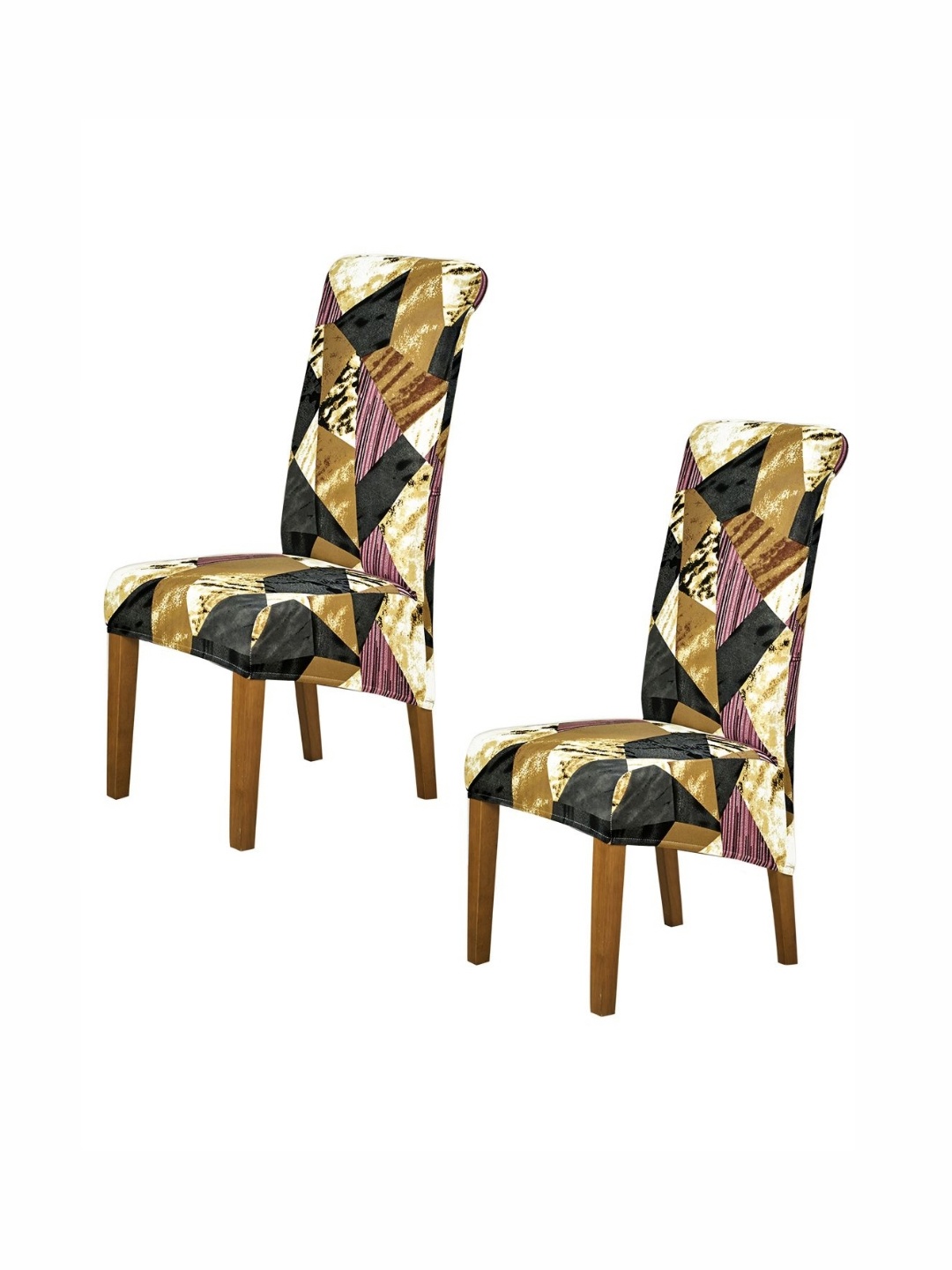 

HOKIPO Burgundy & Black 2 Pieces Printed 140 GSM High Back Dining Chair Covers