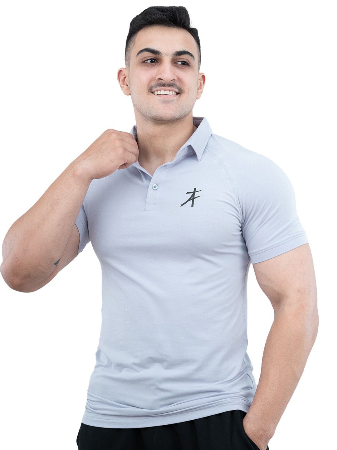 

Athflex Men Solid Polo Collar Bamboo Compression T-shirt, Blue