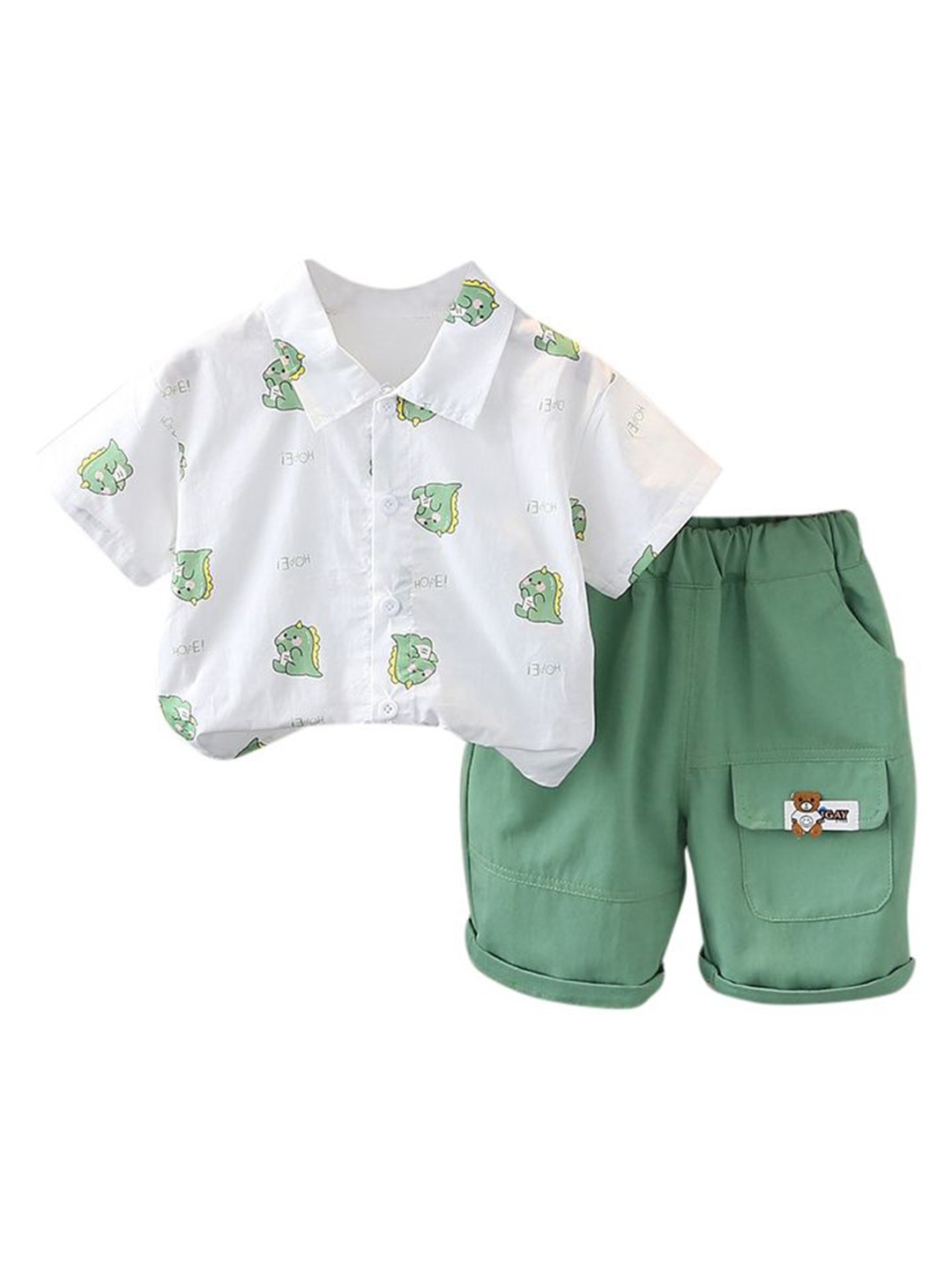 

StyleCast x Revolte Boys Printed Pure Cotton Shirt With Short, Green