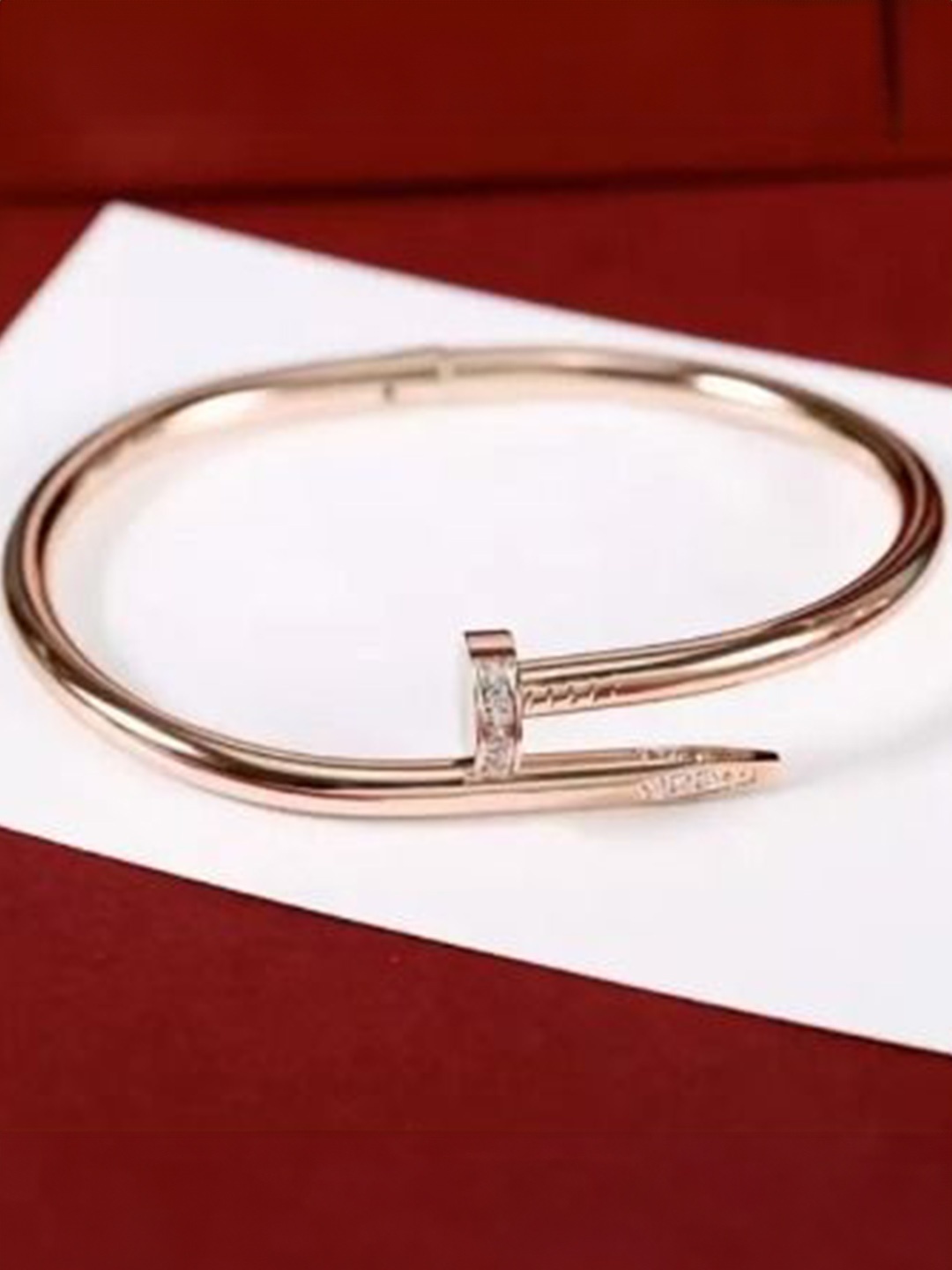 

MEENAZ Stainless Steel Gold-Plated American Diamond Kada Bracelet