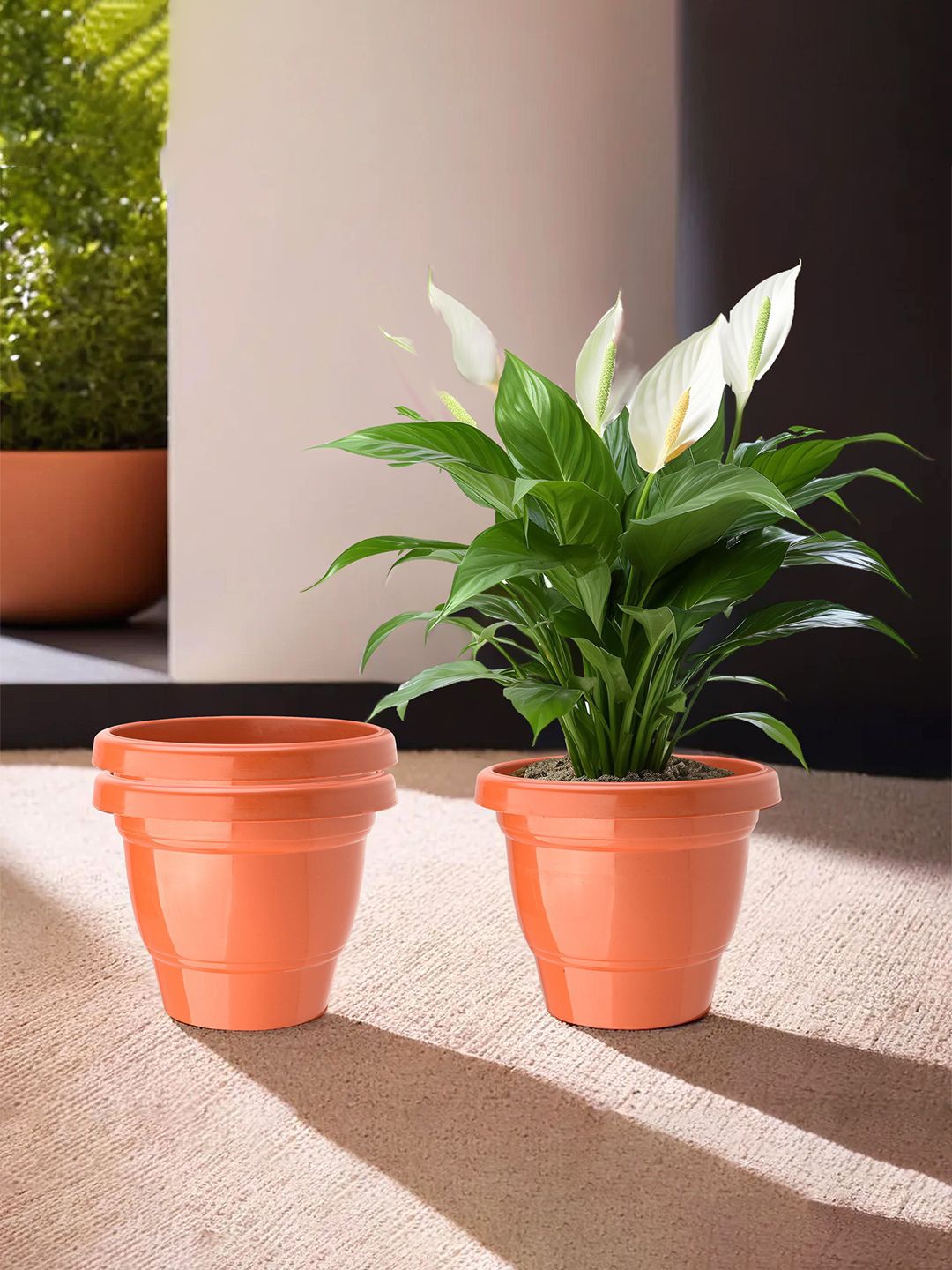 

Kuber Industries Orange-Coloured 3 Pieces 2-Layer Planters