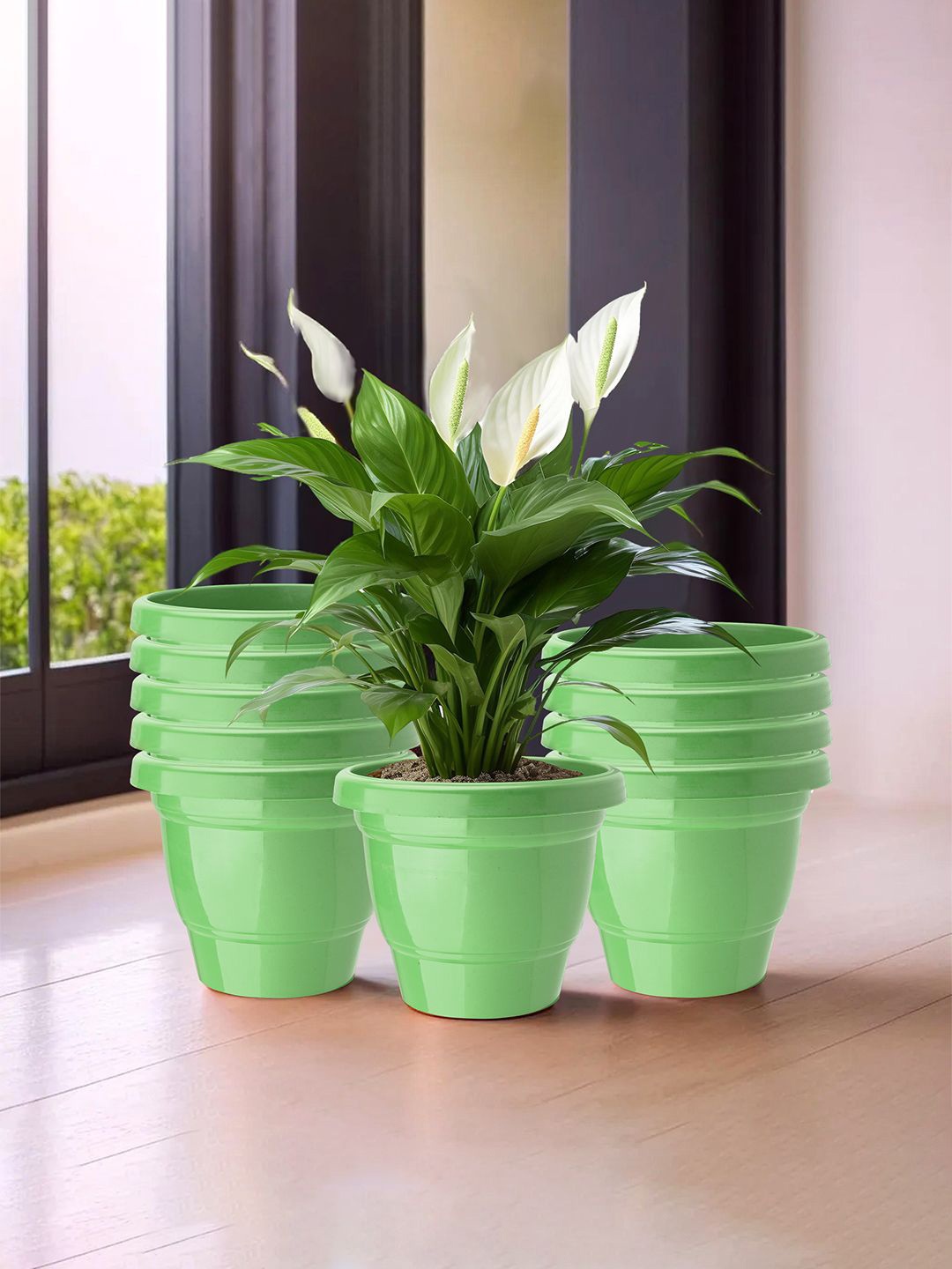 

Kuber Industries Green 10 Pieces 2 Layer Planters