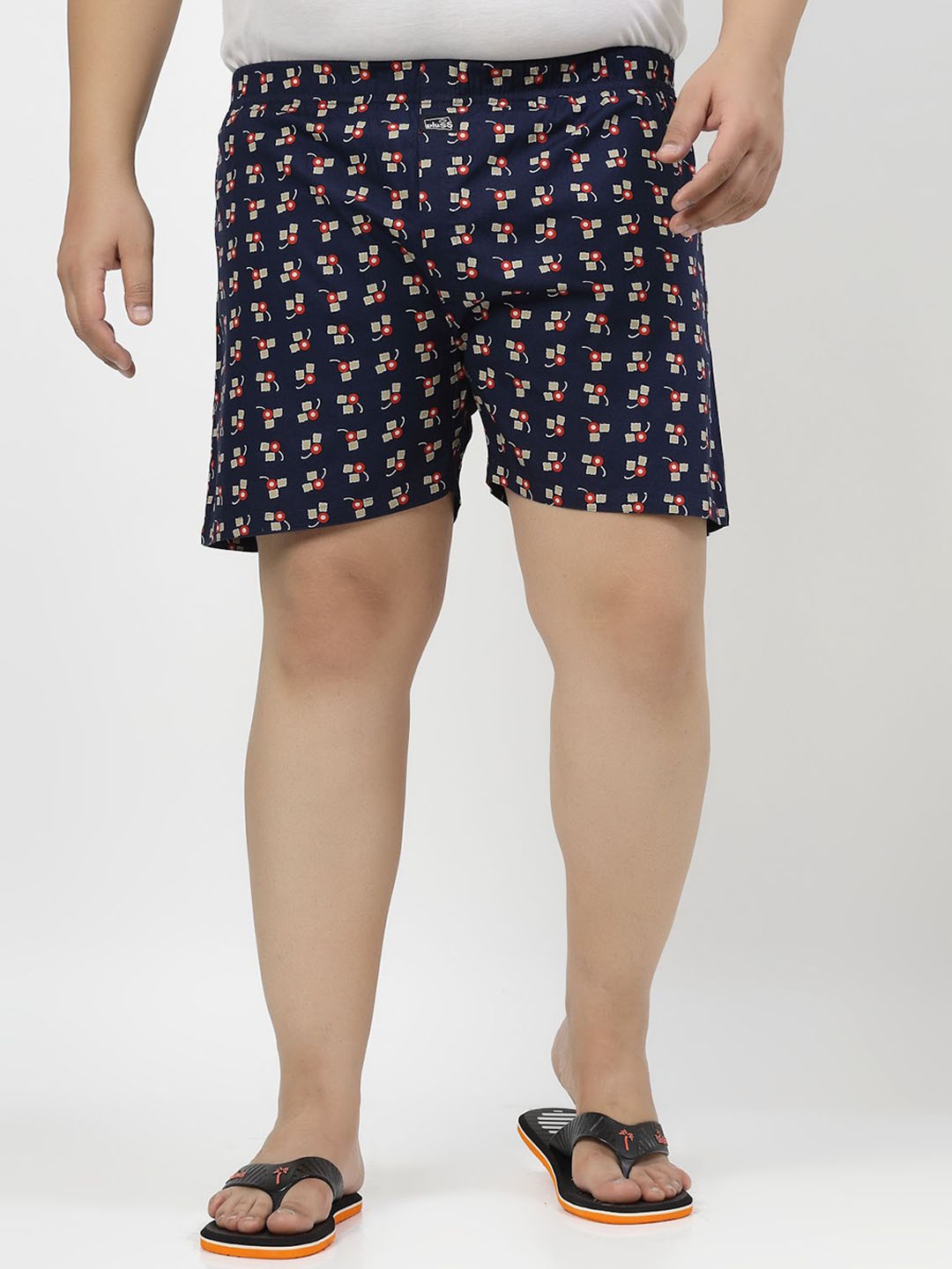 

plusS Men Pure Cotton Printed Boxers MBX208E-DRESSBLUEPRT-XL, Navy blue