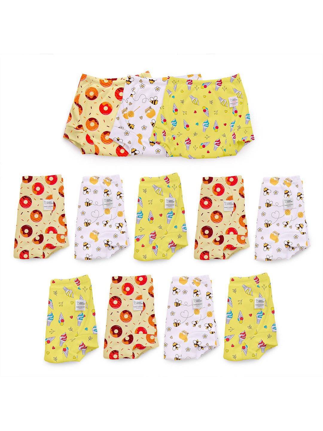 

SuperBottoms Pack of 12 Infants Padded Briefs, Yellow