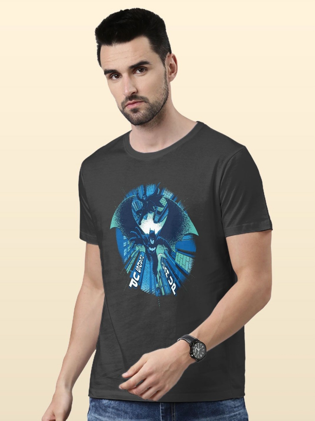 

macmerise Men Printed Extended Sleeves Tropical Pockets T-shirt, Grey