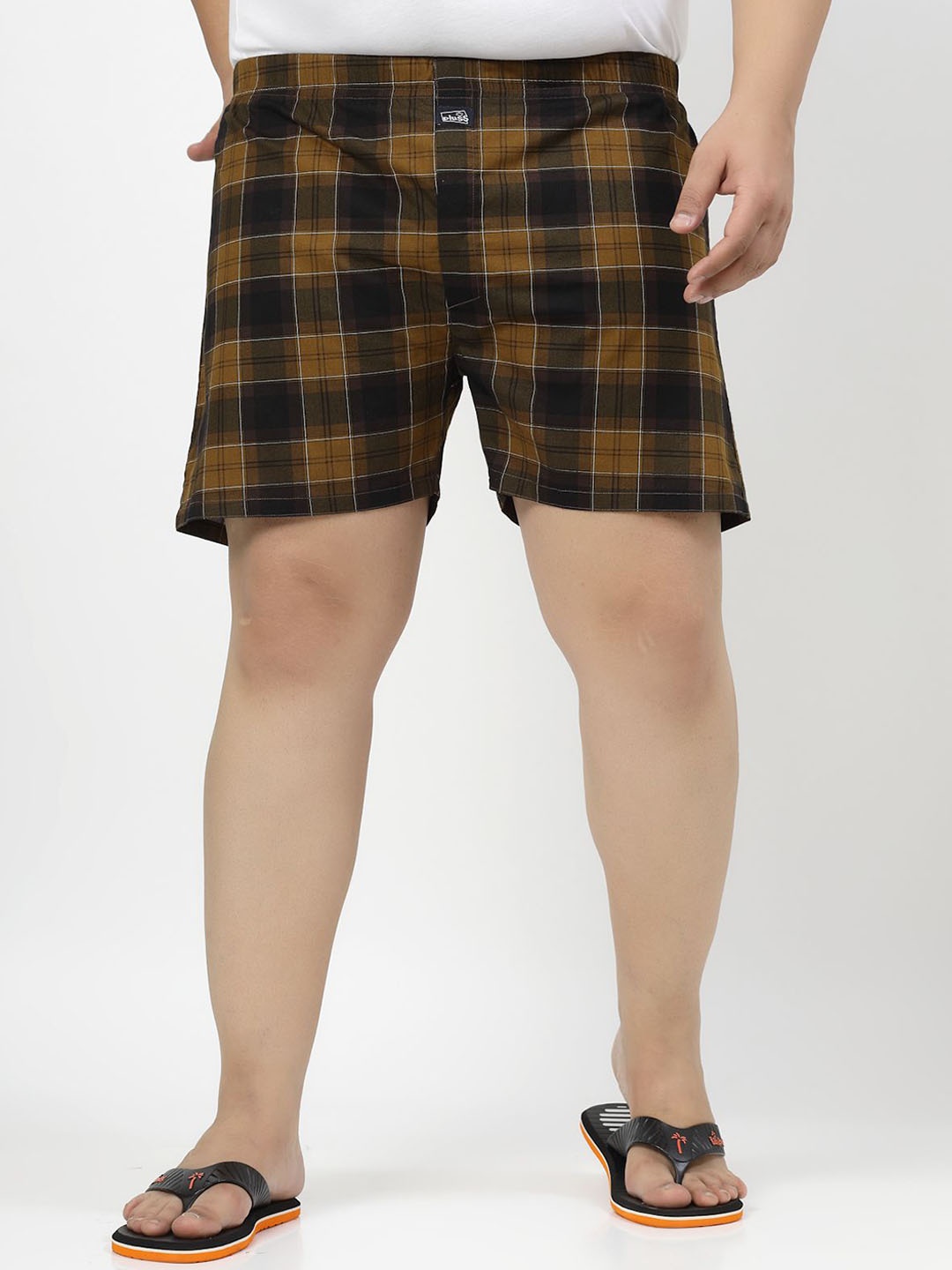 

plusS Men Pure Cotton Checked Boxers MBX208E-FRENCHROASTCHK-XL, Black