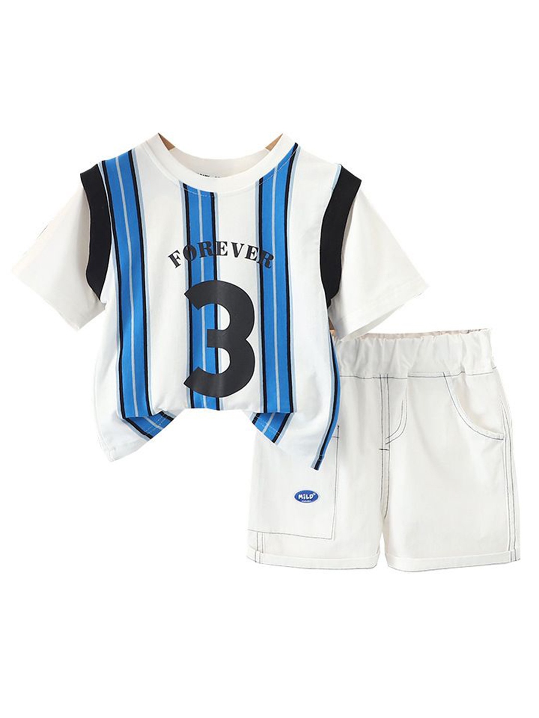 

StyleCast x Revolte Boys Printed Pure Cotton T-shirt With Shorts, White