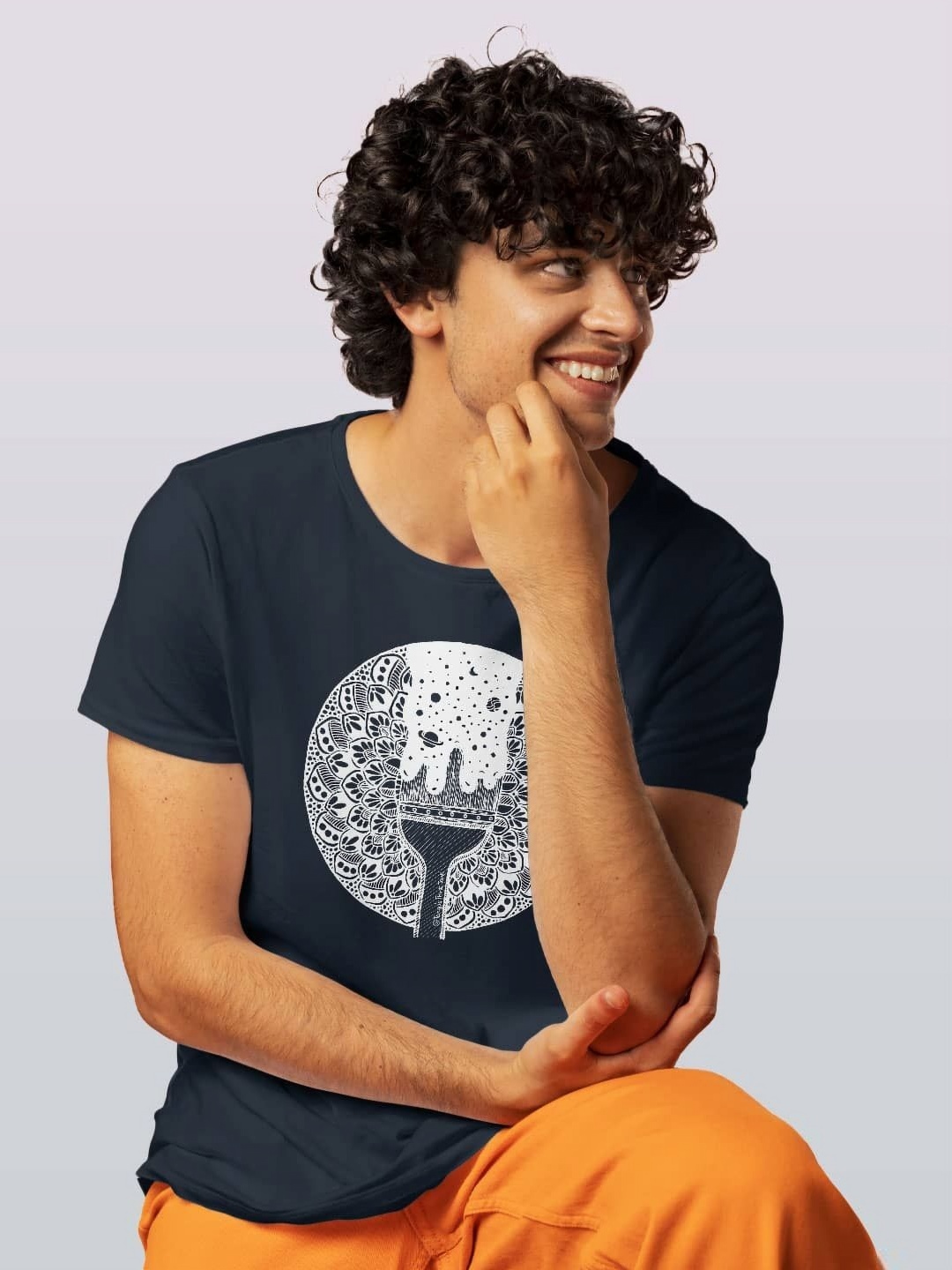 

macmerise Men Printed V-Neck Pockets T-shirt, Blue