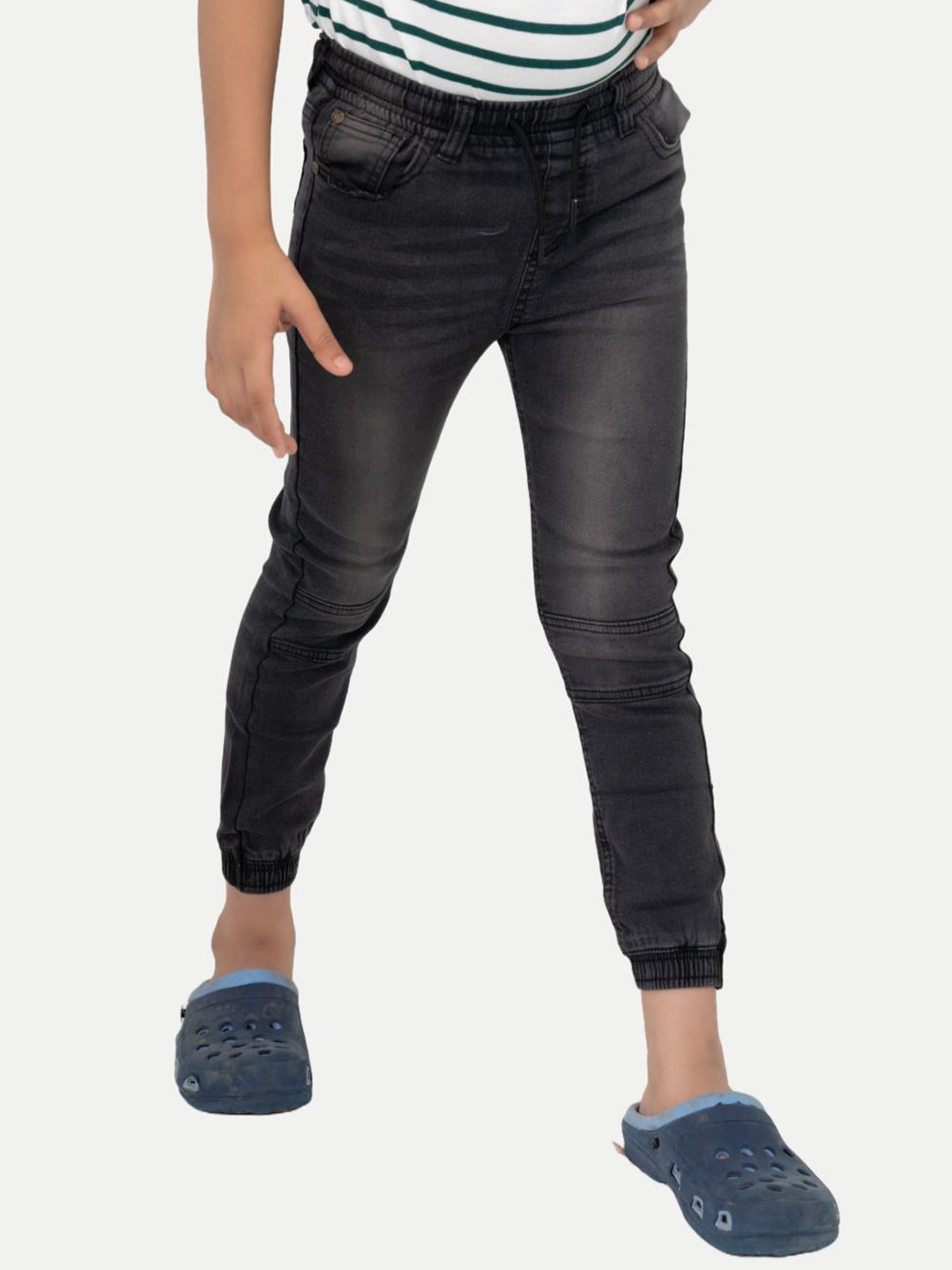 

BAESD Boys Jean Low Distress Heavy Fade Jogger Jeans, Black