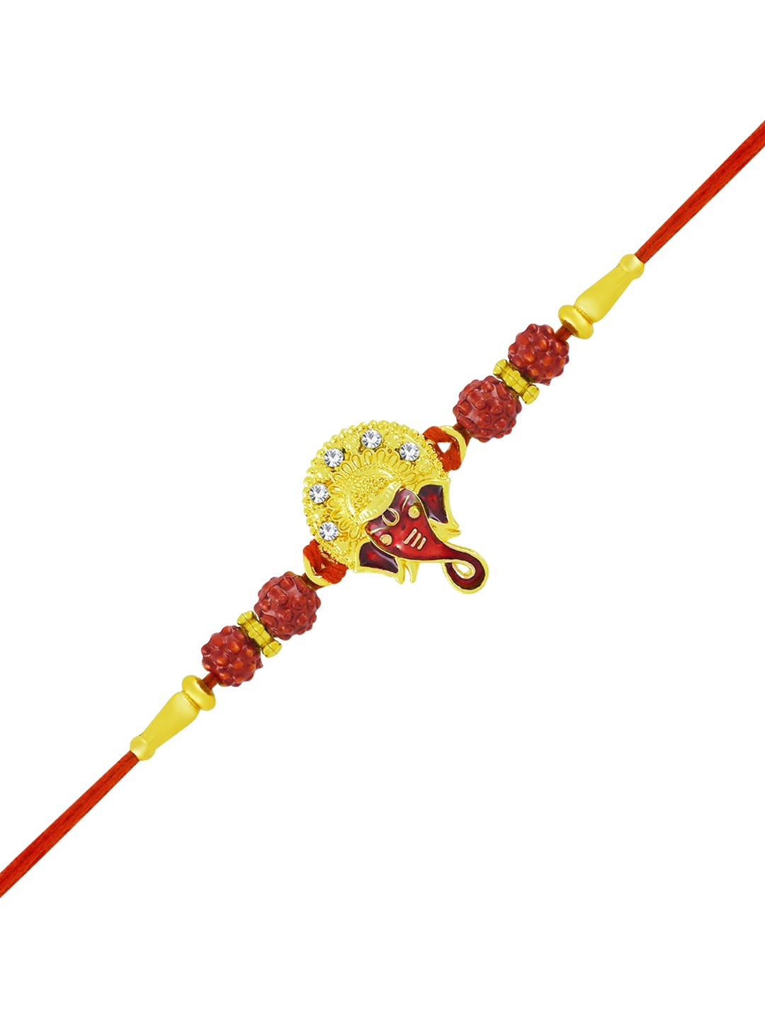 

Okos Gold Plated Shree Siddhivinayak Ganpati Rudraksh and Stones Thread Rakhi