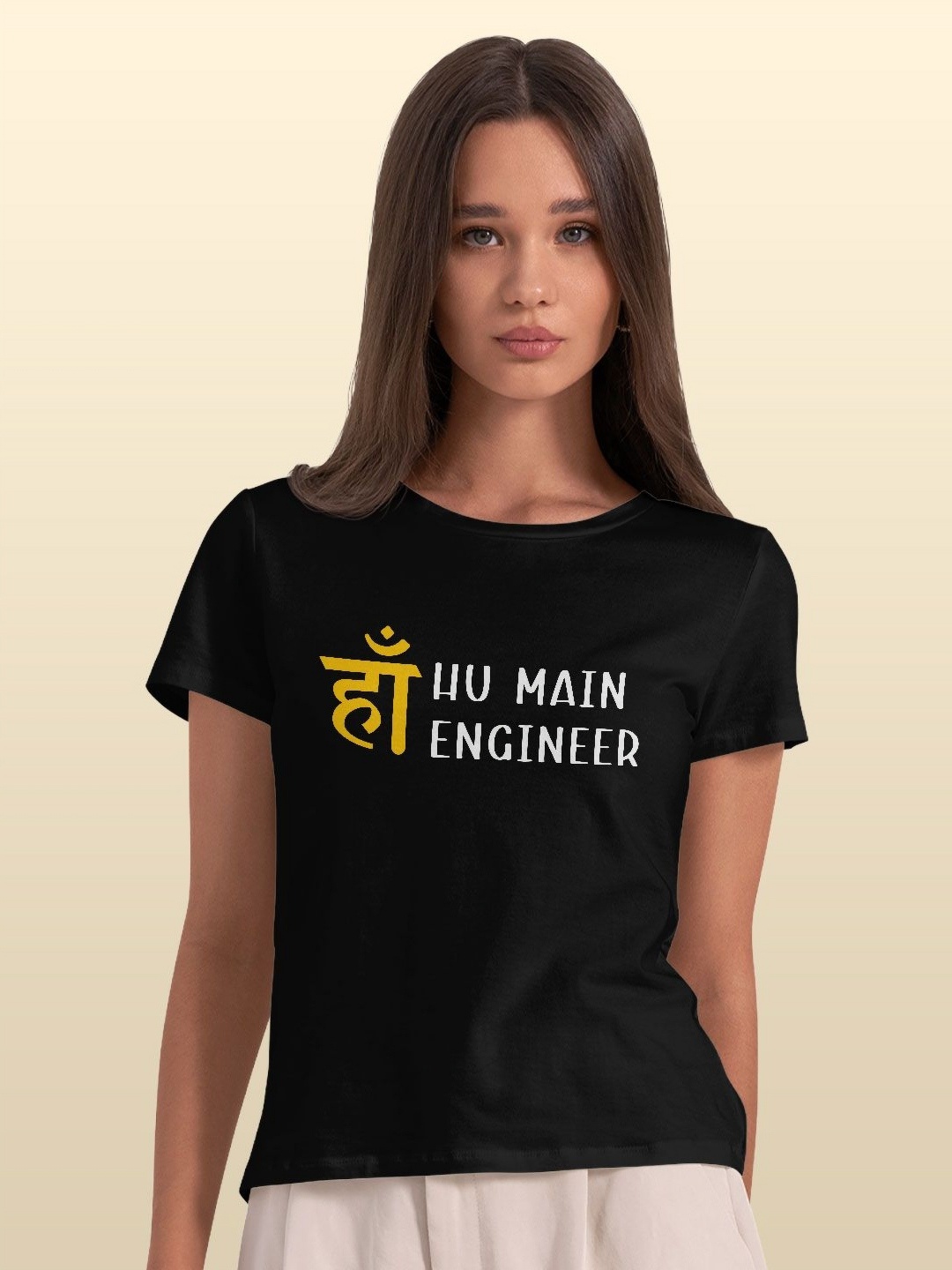 

macmerise Women Typography Printed Extended Sleeves T-shirt, Black
