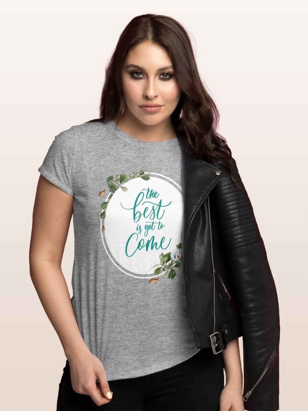

macmerise Women Typography Printed V-Neck Extended Sleeves Raw Edge T-shirt, Grey