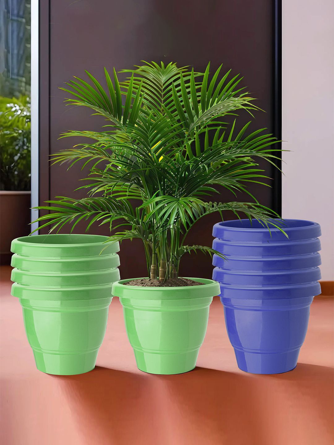 

Kuber Industries Green & Blue 10 Pieces 2-Layer Planters