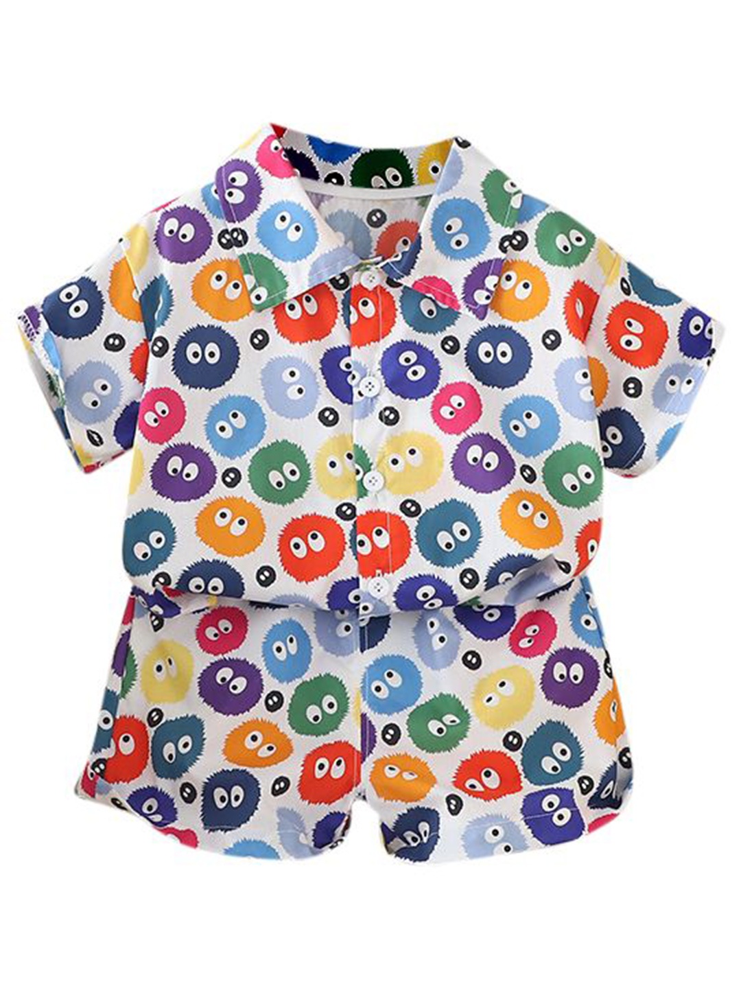 

StyleCast x Revolte Boys Printed Pure Cotton Pure Cotton Shirt with Shorts, White