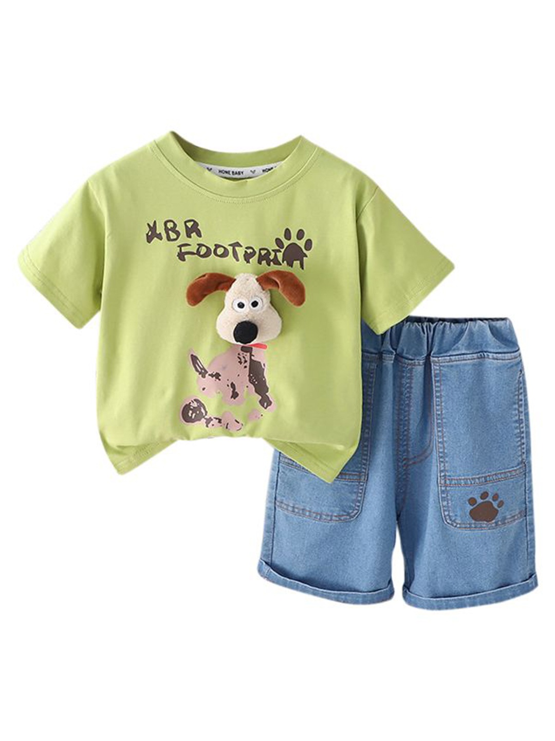 

StyleCast x Revolte Boys Printed Pure Cotton T-shirt with Shorts, Green