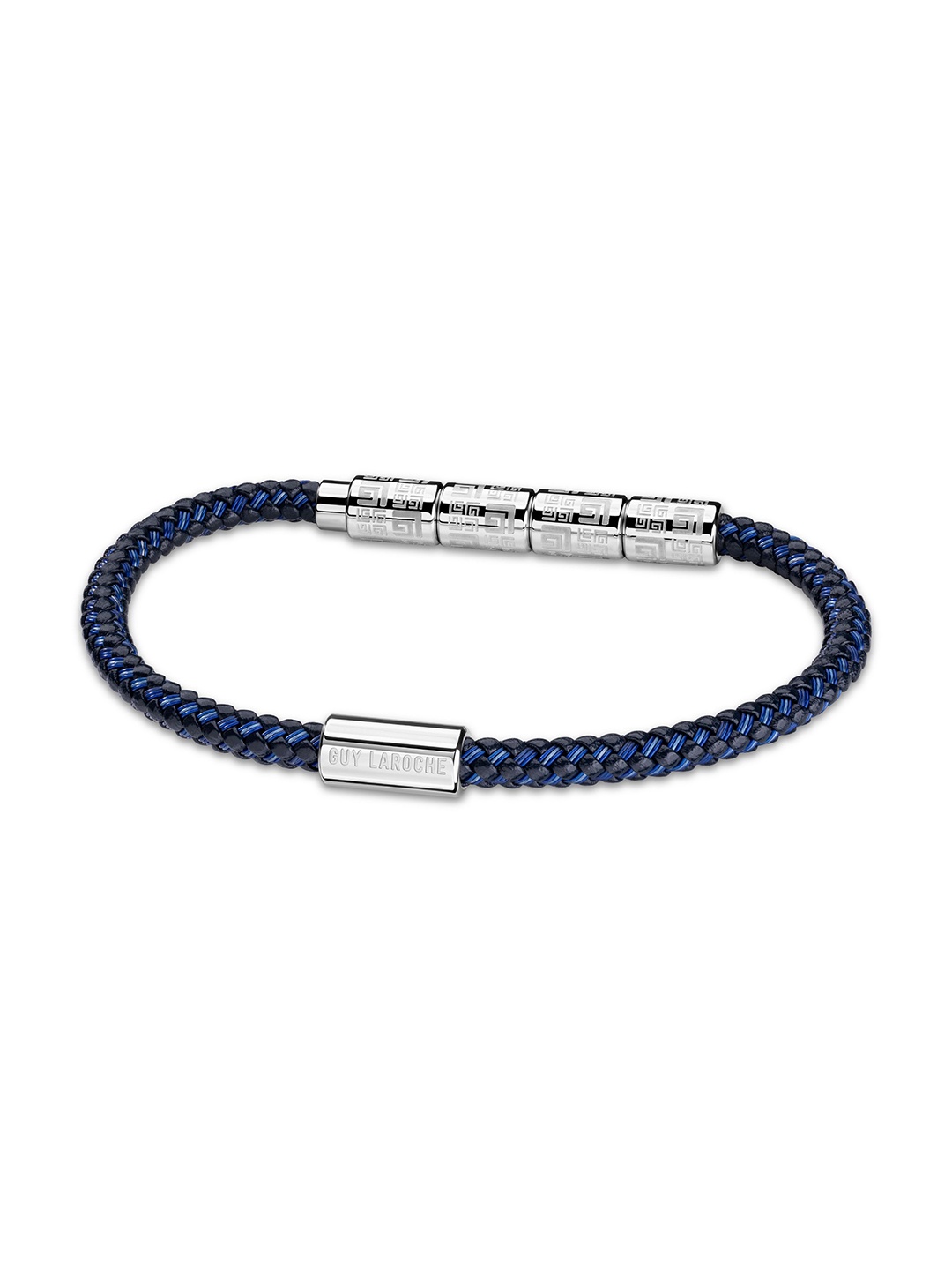 

Guy Laroche Pierre Men Leather Stainless Steel Wraparound Bracelet, Blue