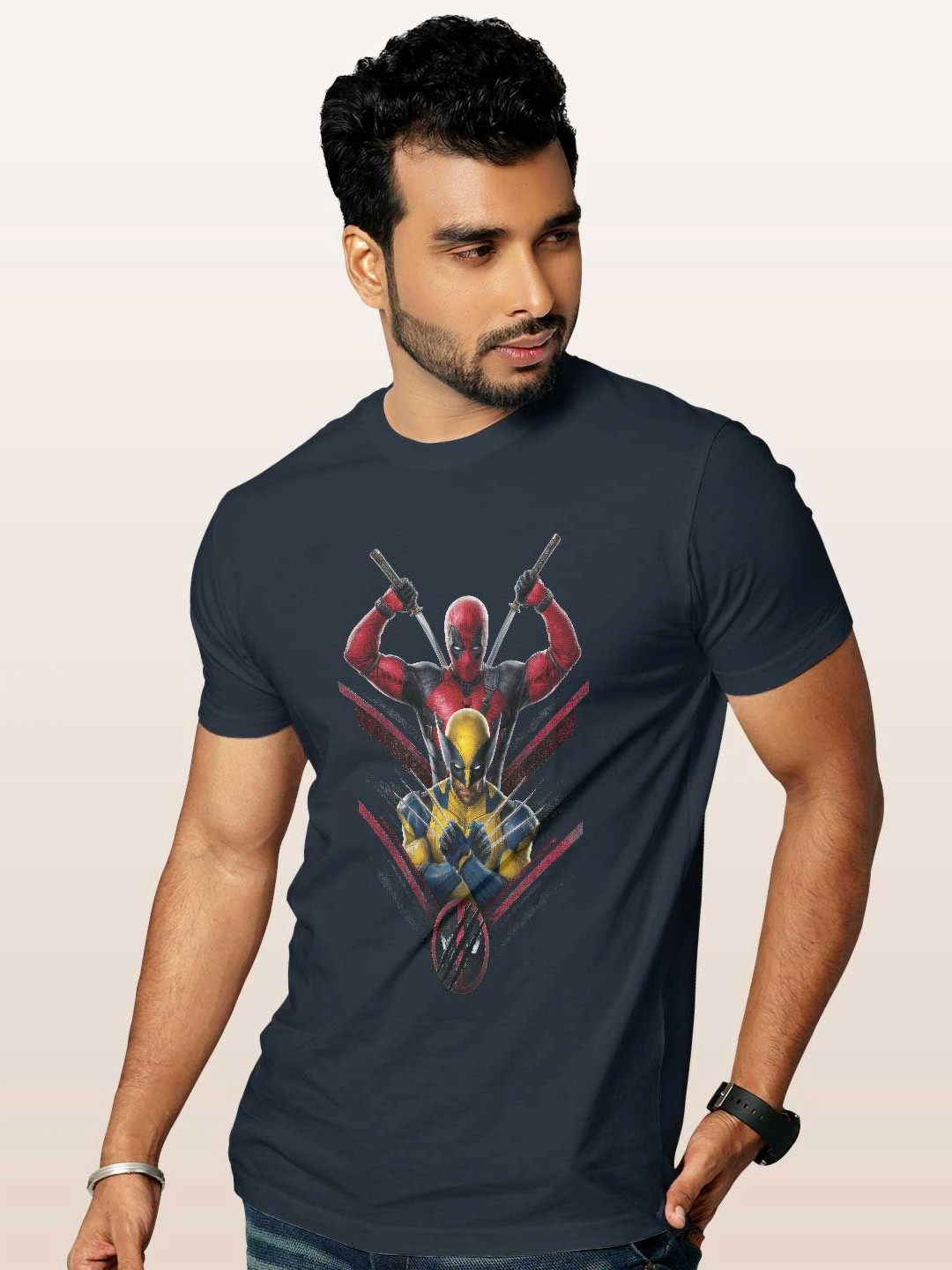 

macmerise Men Printed T-shirt, Blue