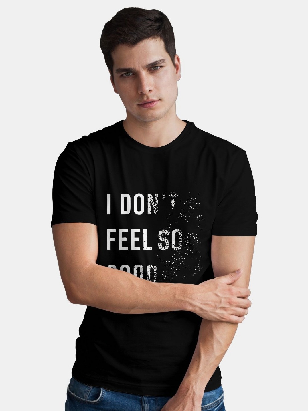 

macmerise Men Typography Printed Applique T-shirt, Black