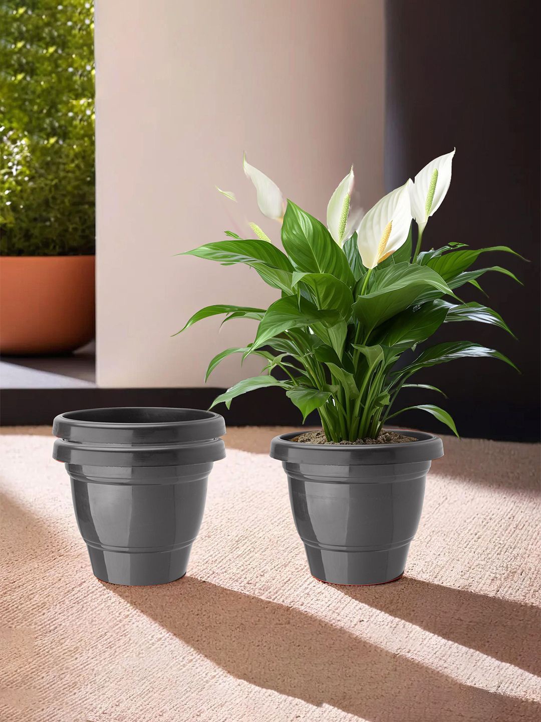 

Kuber Industries Black 3 Pieces Lightweight 2-Layer Planters