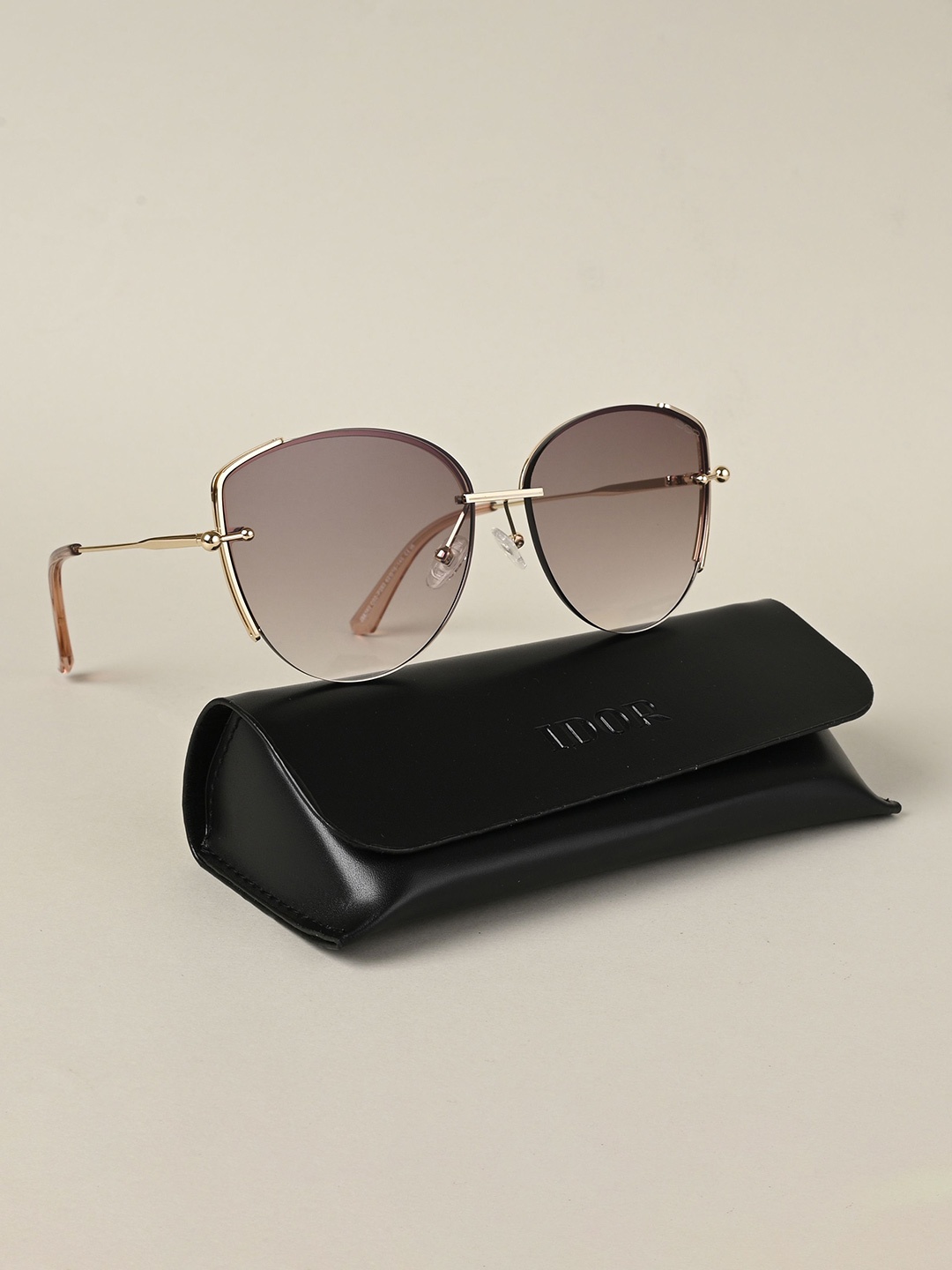 

IDOR Women Full Rim Cateye Sunglasses with UV Protected Lens, Brown