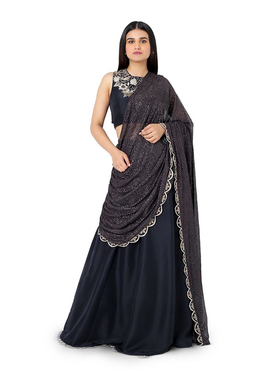 

Payal Singhal Embellished Beads and Stones Ready to Wear Lehenga & Blouse With Dupatta, Black