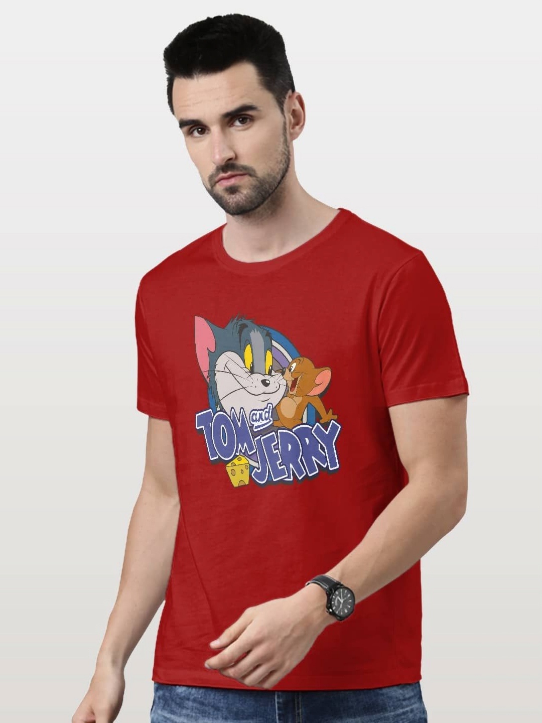 

macmerise Men Typography Printed Applique T-shirt, Red