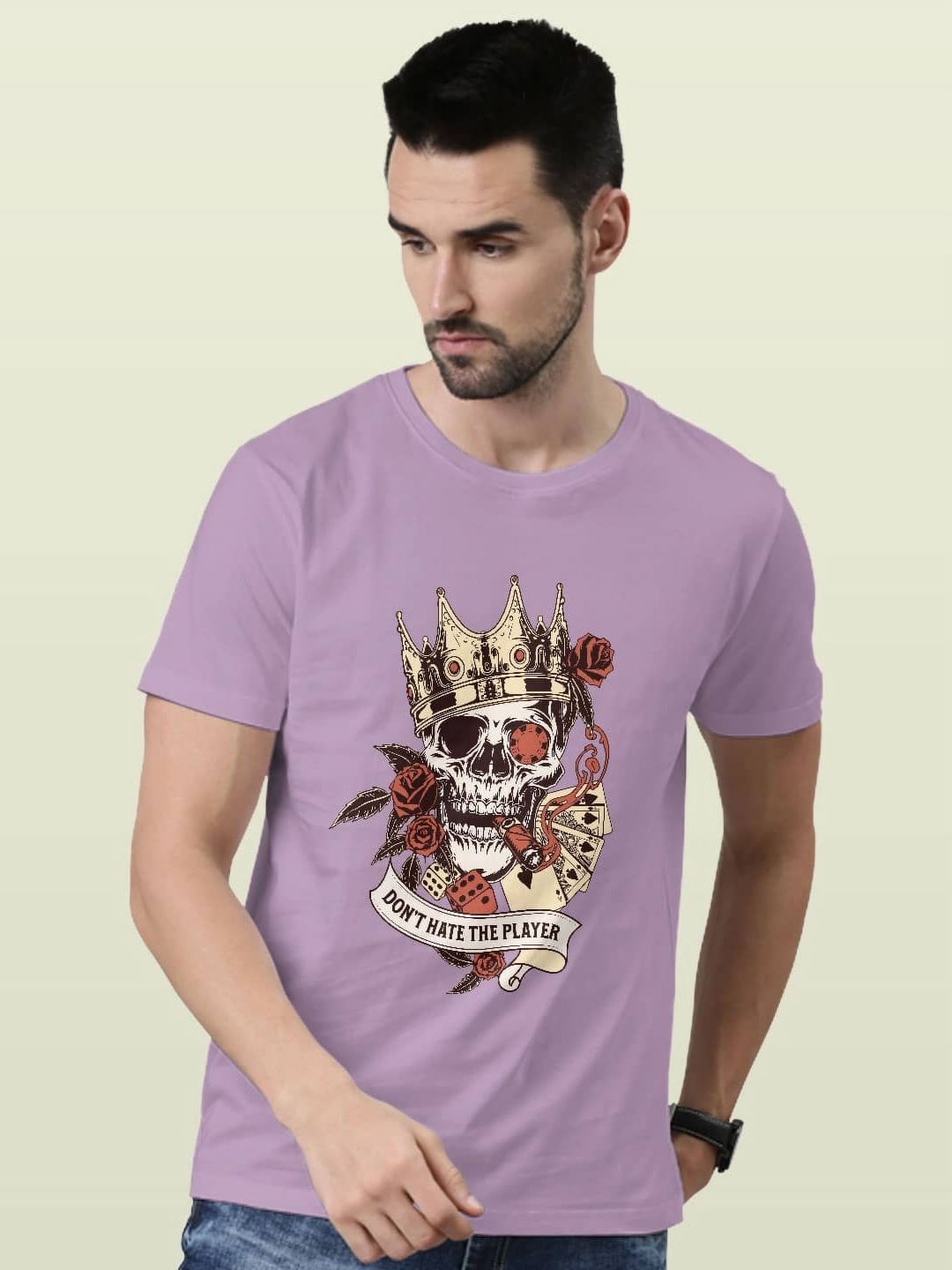 

macmerise Men Printed T-shirt, Lavender