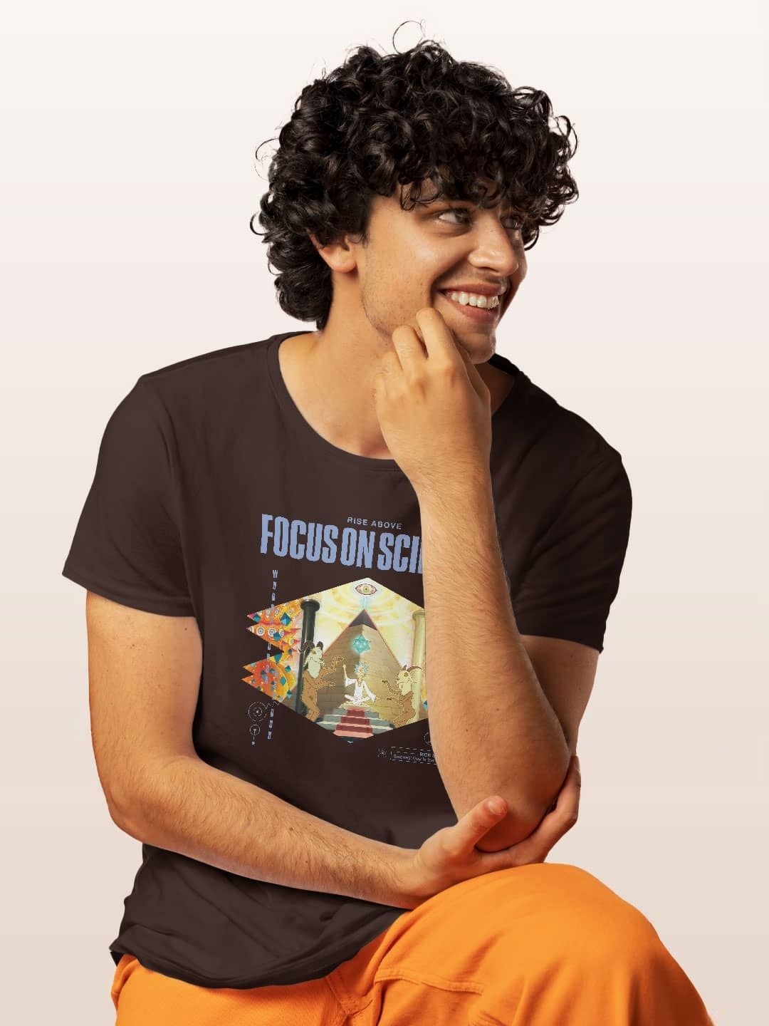 

macmerise Men Printed Applique T-shirt, Brown