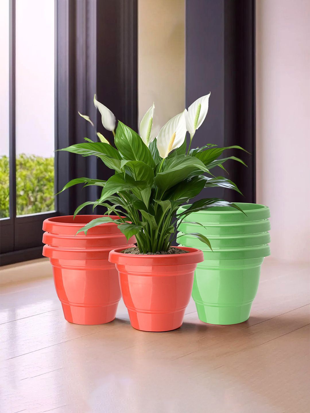 

Kuber Industries Red & Green 8 Pieces Planters