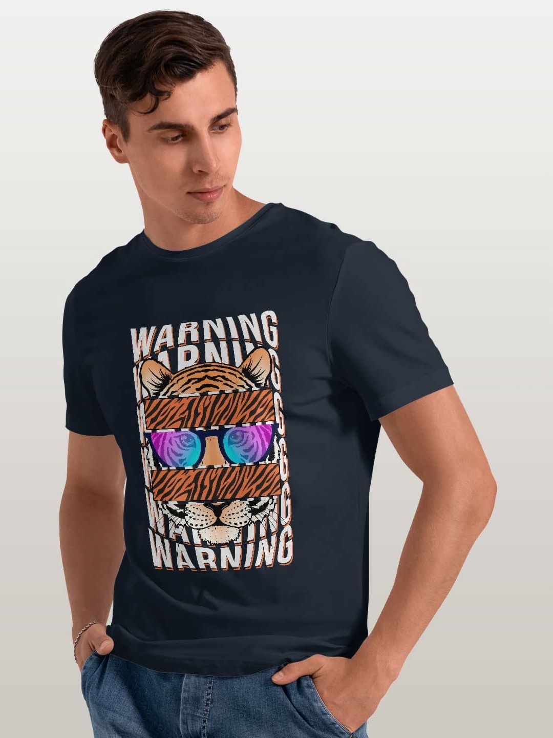 

macmerise Men Printed Pockets T-shirt, Blue