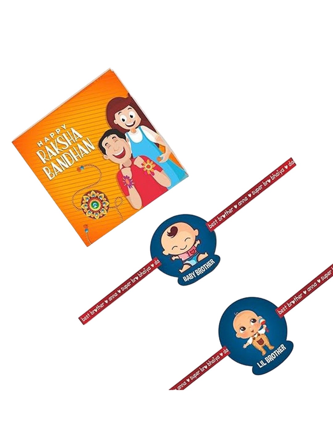 

THEYAYACAFE Boys Set of 2 Thread Rakhis with Roli Tika, Blue