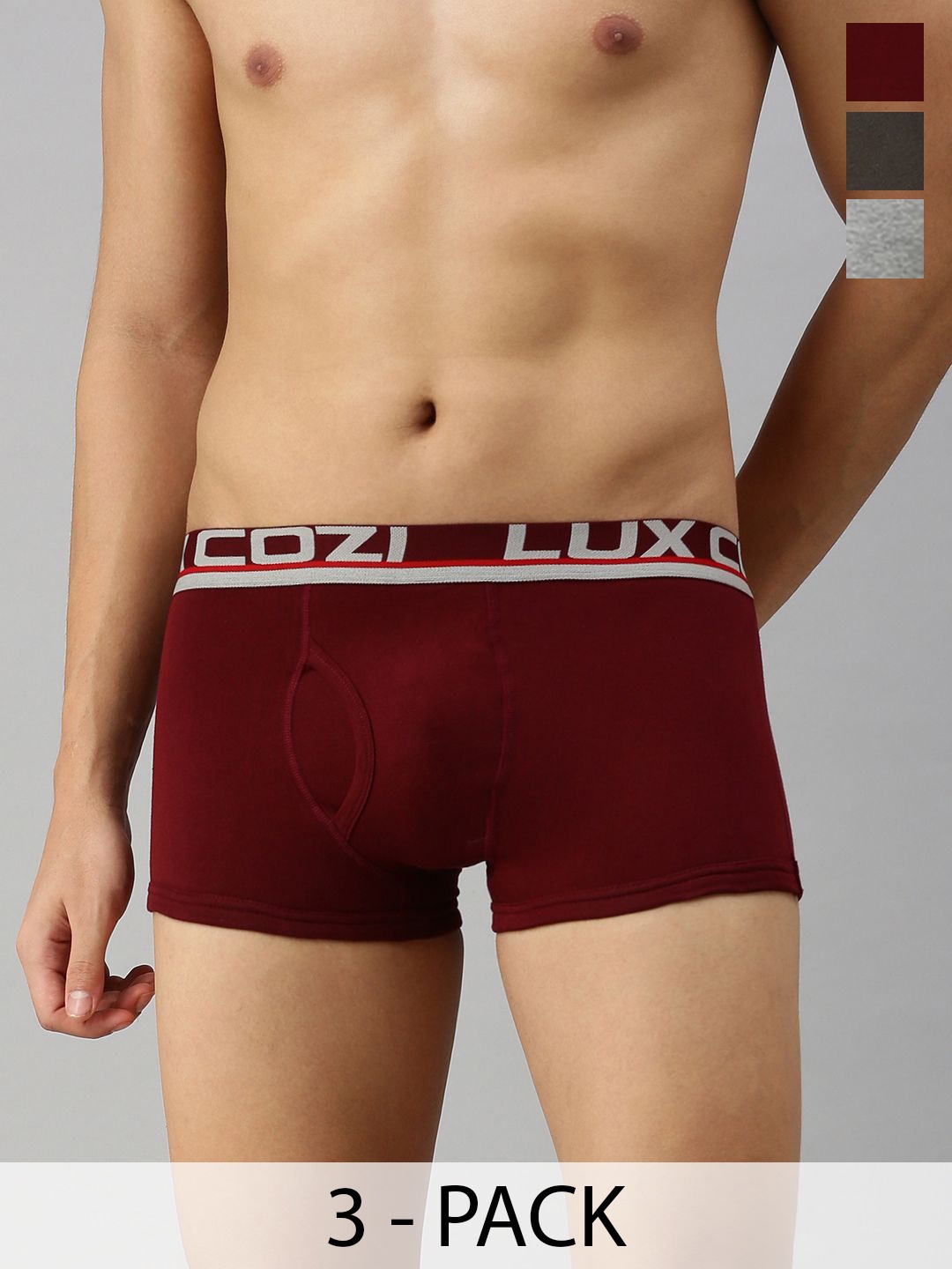 

Lux Cozi Pack Of 3 Cotton Trunks COZI_XYLO_TRUNK_AST3_3PC, Maroon