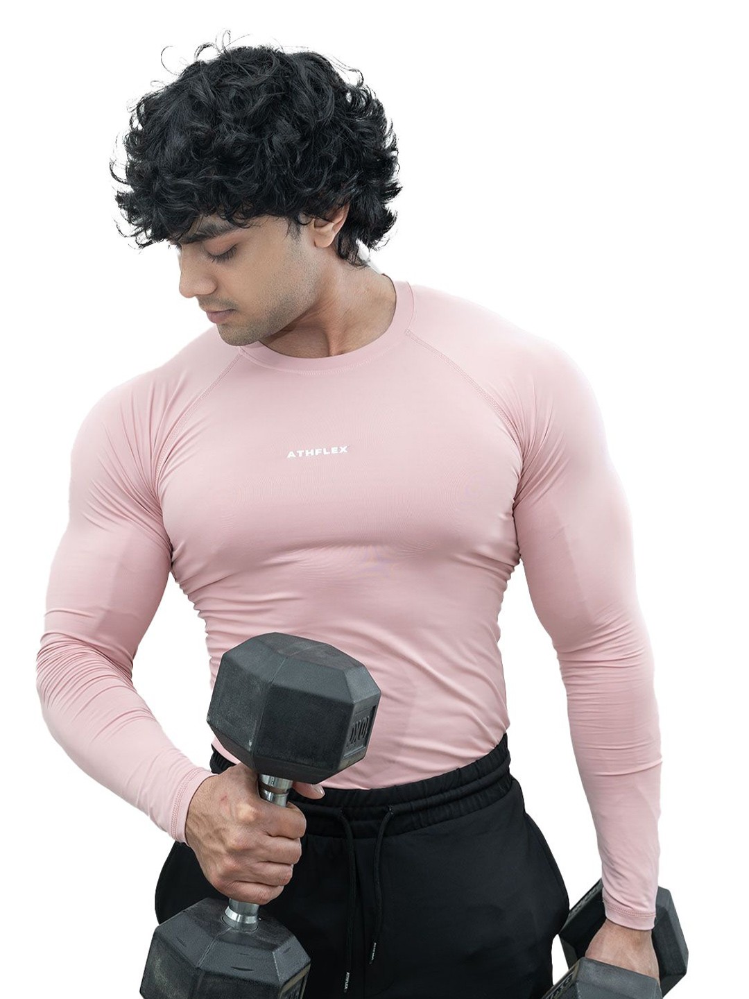 

Athflex Men's Slim Fit Full Sleeves Gym Wear with Ultra-Stretch T-Shirt, Pink