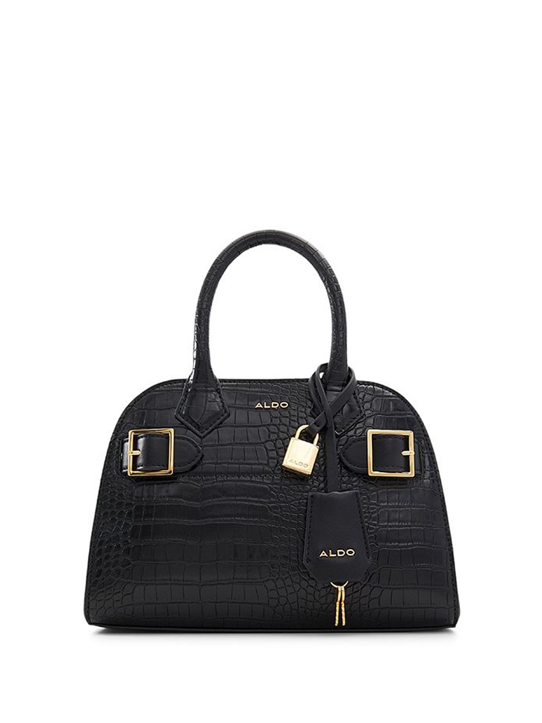 

ALDO Textured Structured Handheld Bag with Cut Work, Black