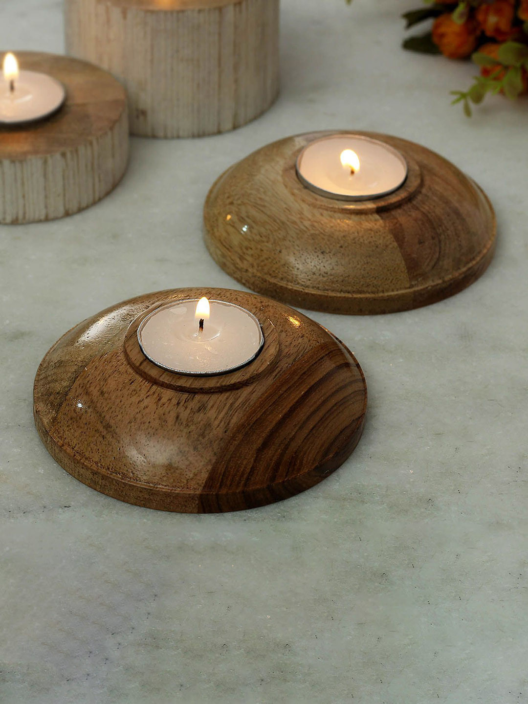 

IGP 3Pcs White Wooden Tealight Candles