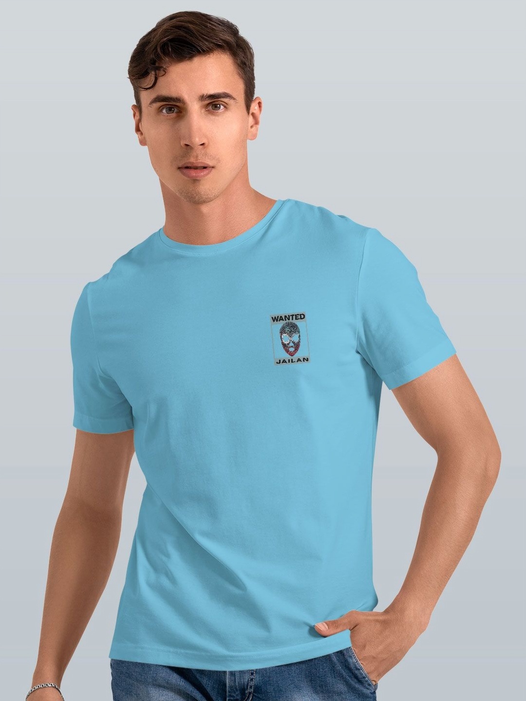 

macmerise Men Applique T-shirt, Blue