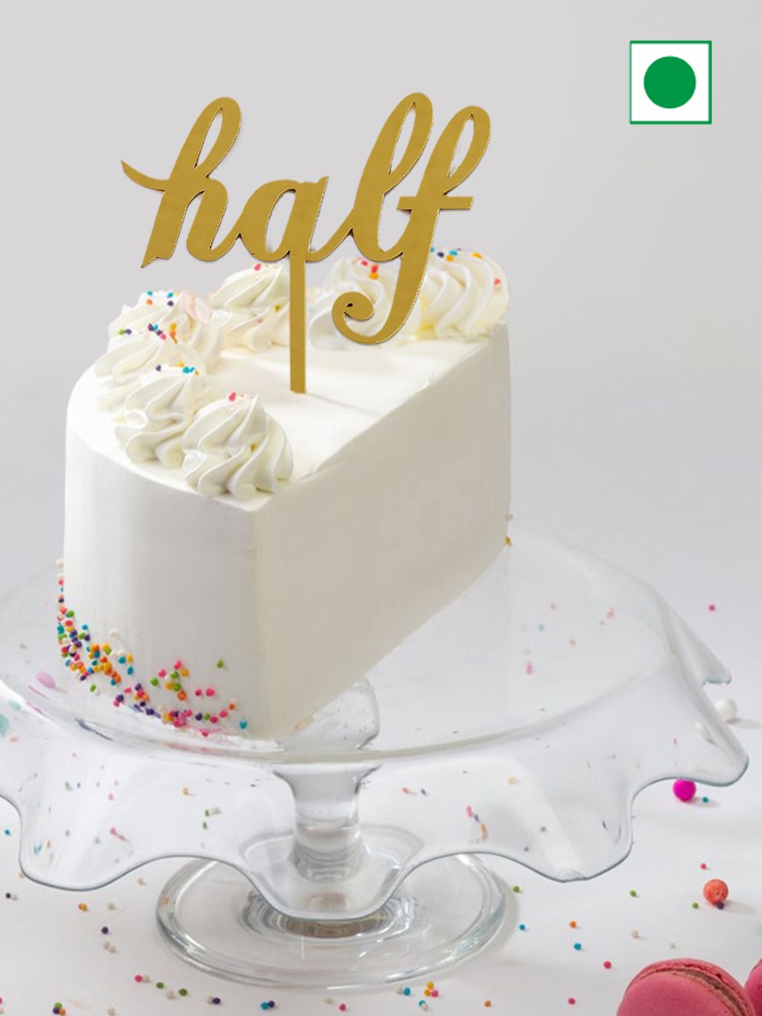 

IGP Butterscotch Flavour Eggless Half Birthday Cake- 1Kg, White