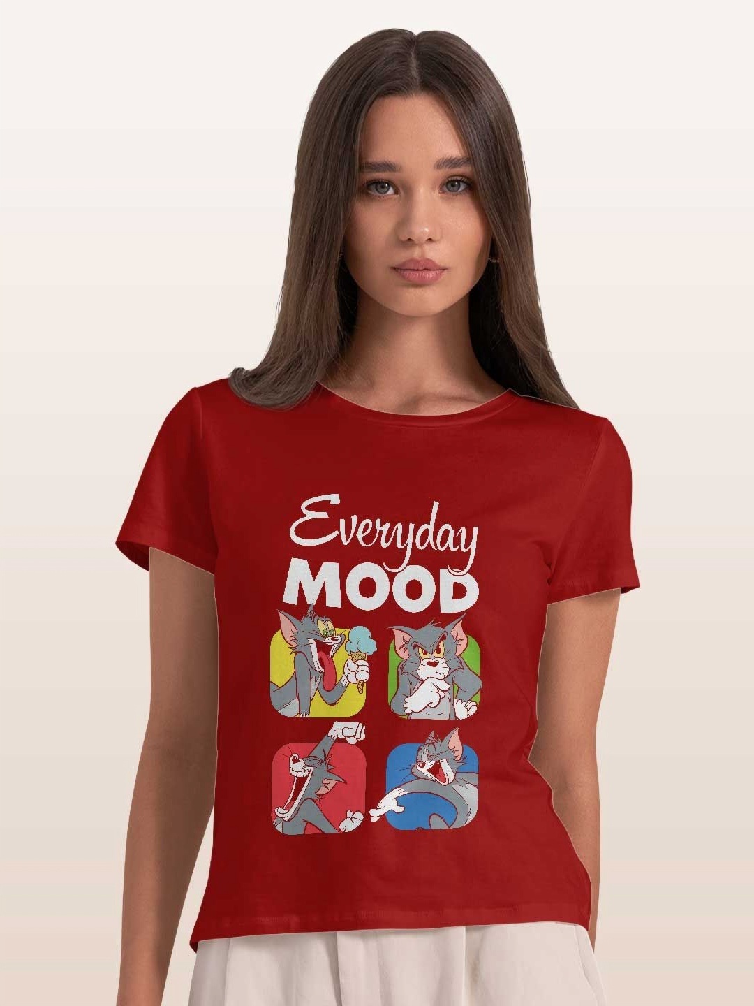 

macmerise Women Printed Extended Sleeves T-shirt, Red