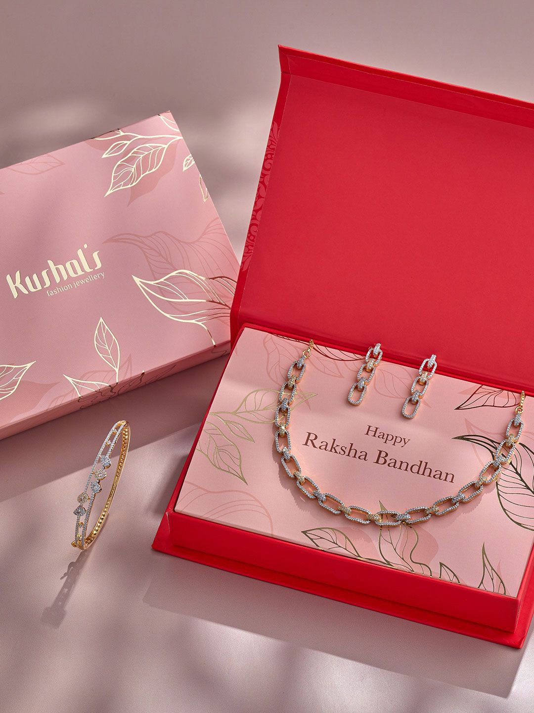 

Kushal's Fashion Jewellery Rhodium Plated Cubic Zirconia Jewellery Set, Silver