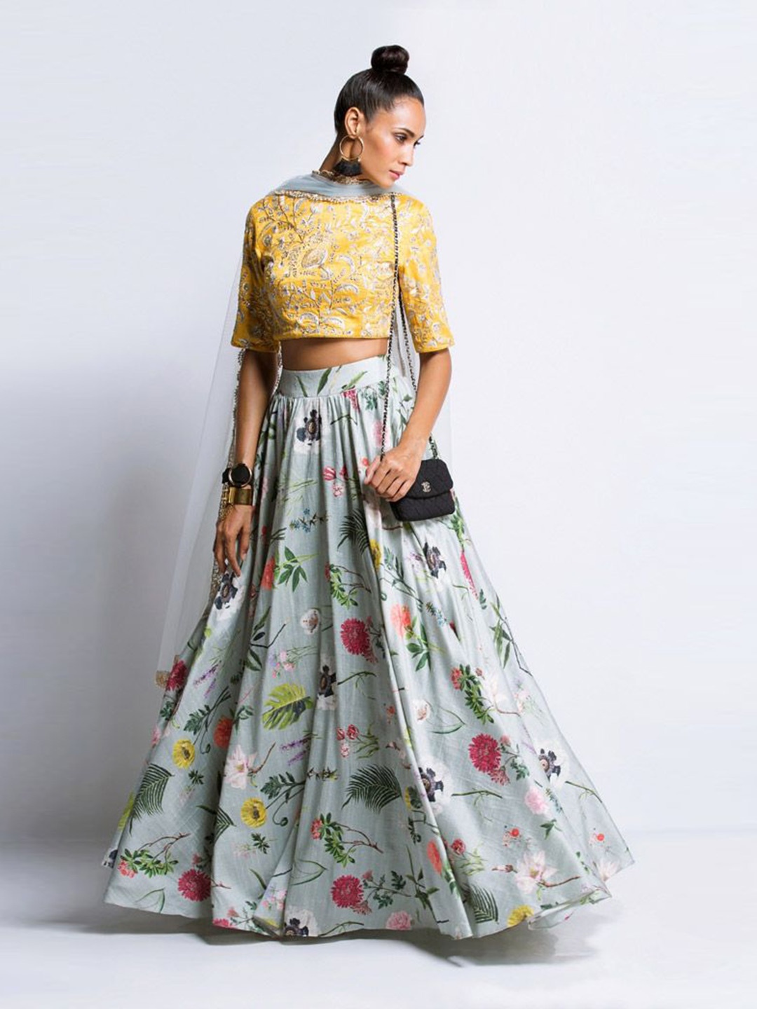 

Payal Singhal Embroidered Dupion Silk Ready to Wear Lehenga & Blouse With Dupatta, Yellow