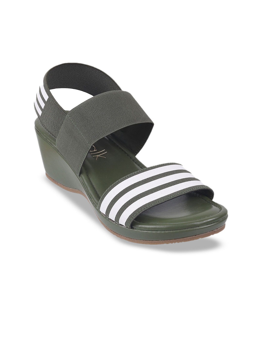 

Catwalk Women Striped Open Toe Wedge Sandals, Green