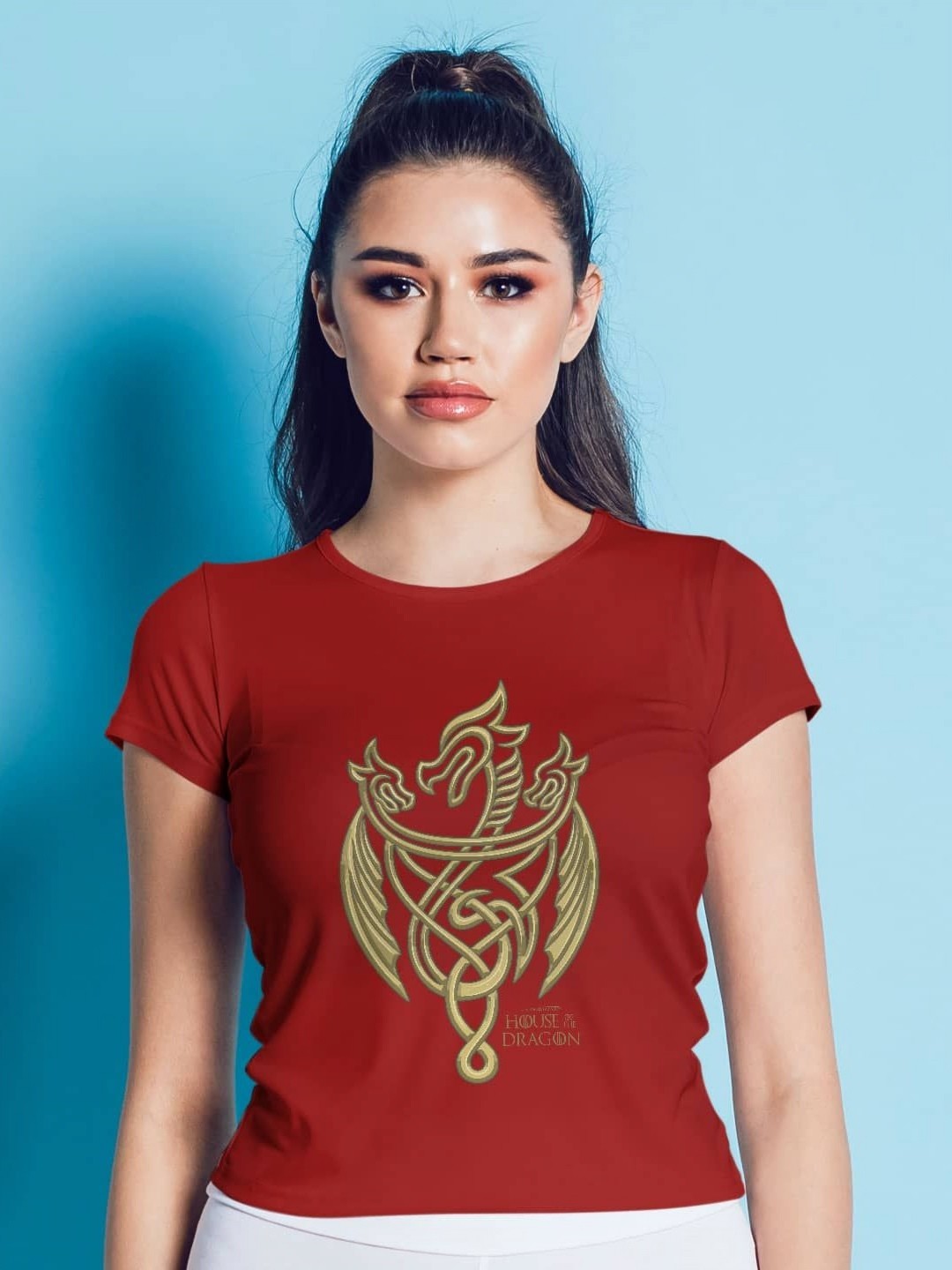 

macmerise Women Printed T-shirt, Red