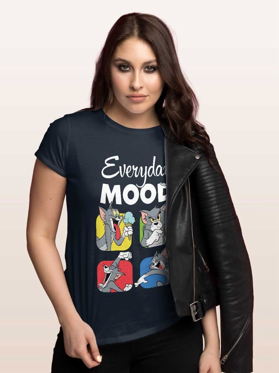 

macmerise Women Printed T-shirt, Navy blue