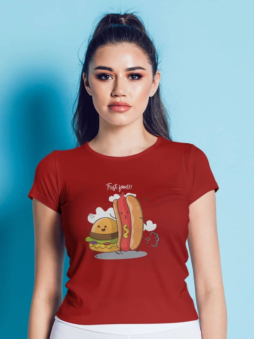 

macmerise Women Printed Extended Sleeves T-shirt, Red