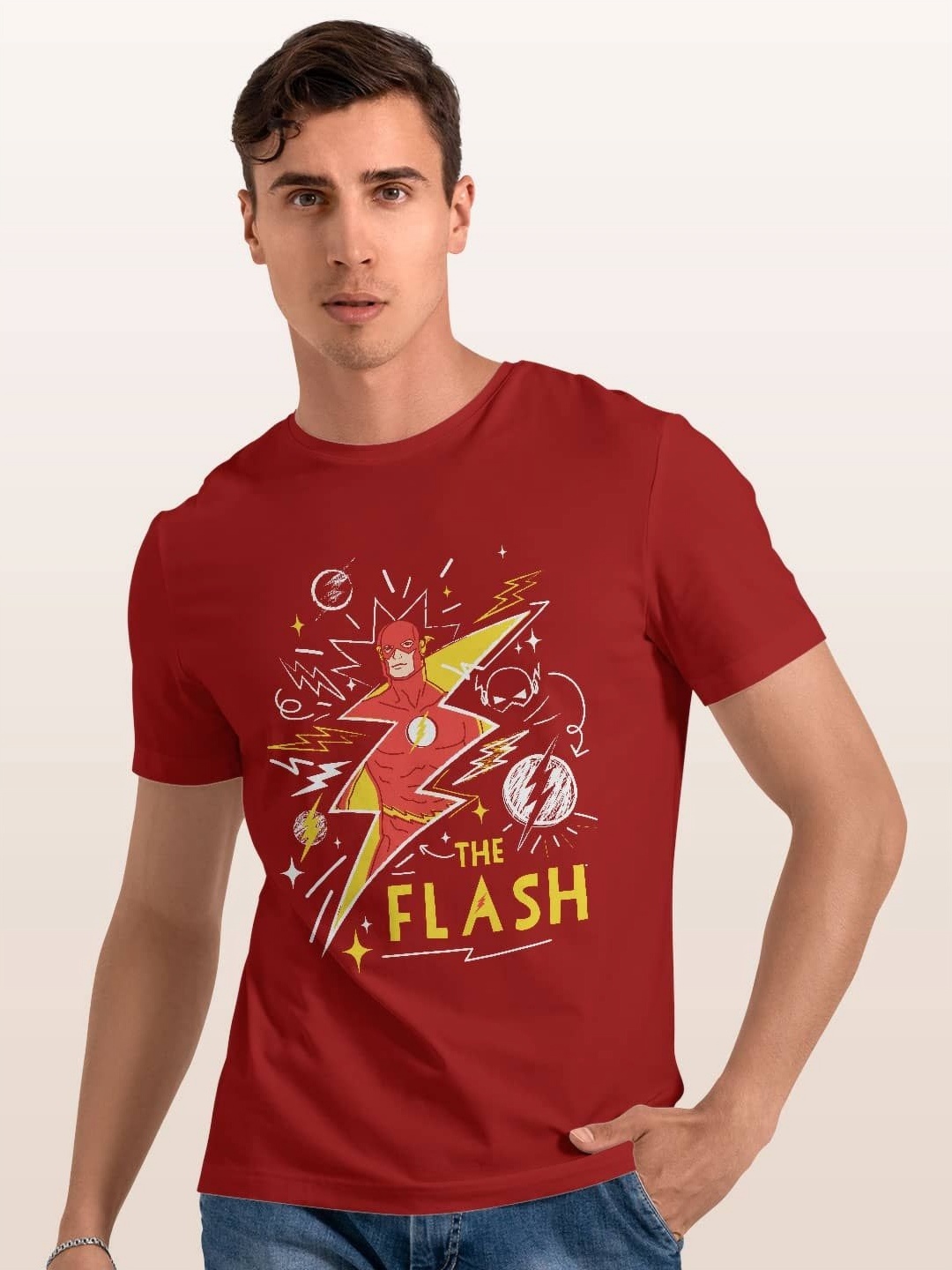 

macmerise Men Sports Printed Applique T-shirt, Red