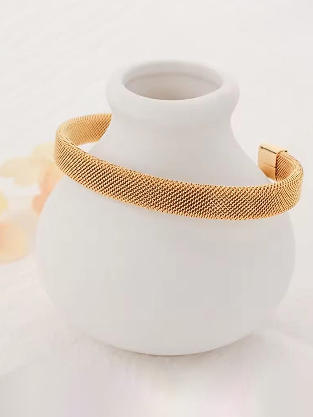 

MEENAZ Men Gold Plated Stainless Steel Kada Bracelet