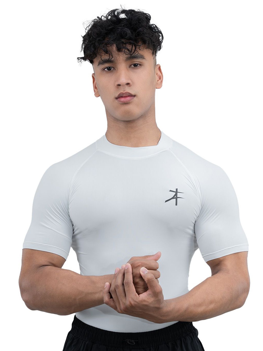

Athflex Men's High-Neck Compression Gym T-Shirt, White