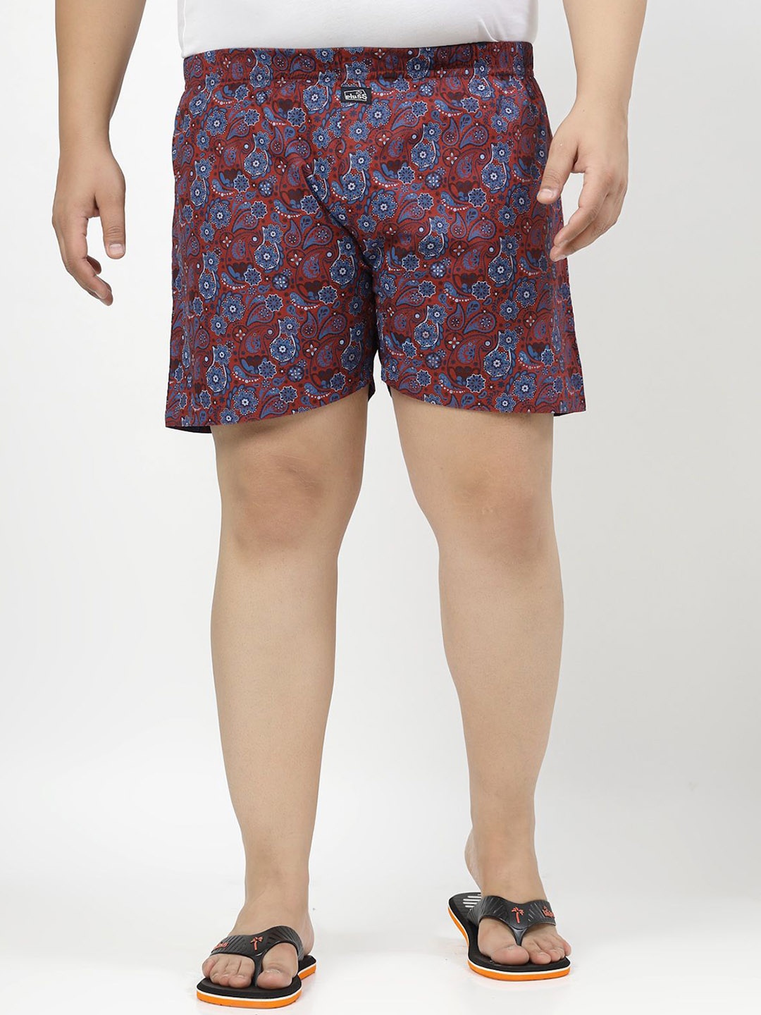 

plusS Printed Cotton Boxer, Maroon